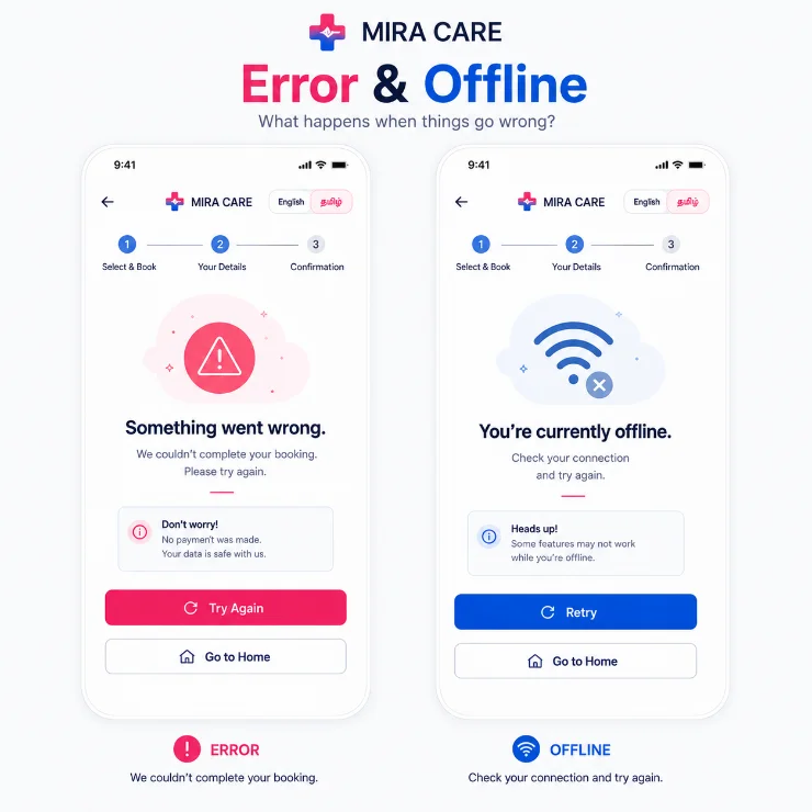 error & offline screens